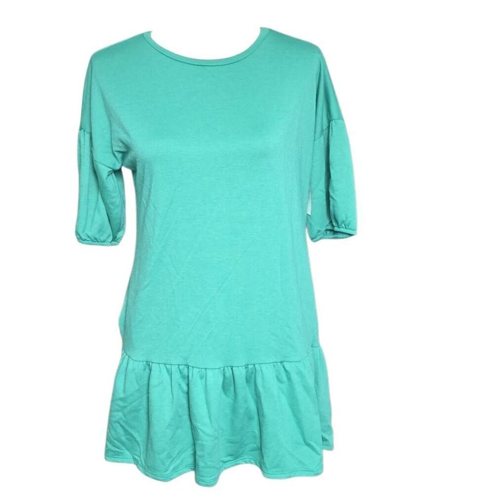 Velvet Torch Ladies Size Small Green Casual Short Ruffle Dress with Pockets